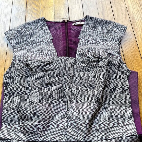 Ports 1961 Size 8 Silk Purple Silver Tiered Sleeveless Pencil Cocktail Dress - Picture 10 of 13